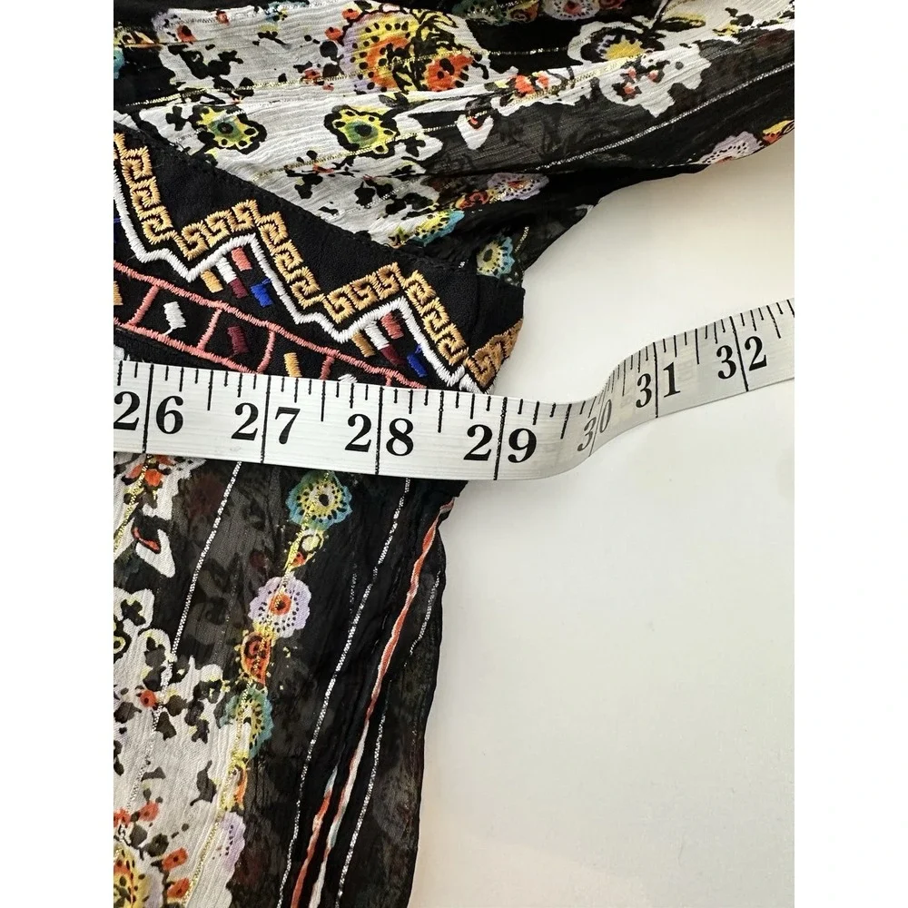 Free People Dance Magic Dress Womens Large Metallic Floral Oversized Embroidered